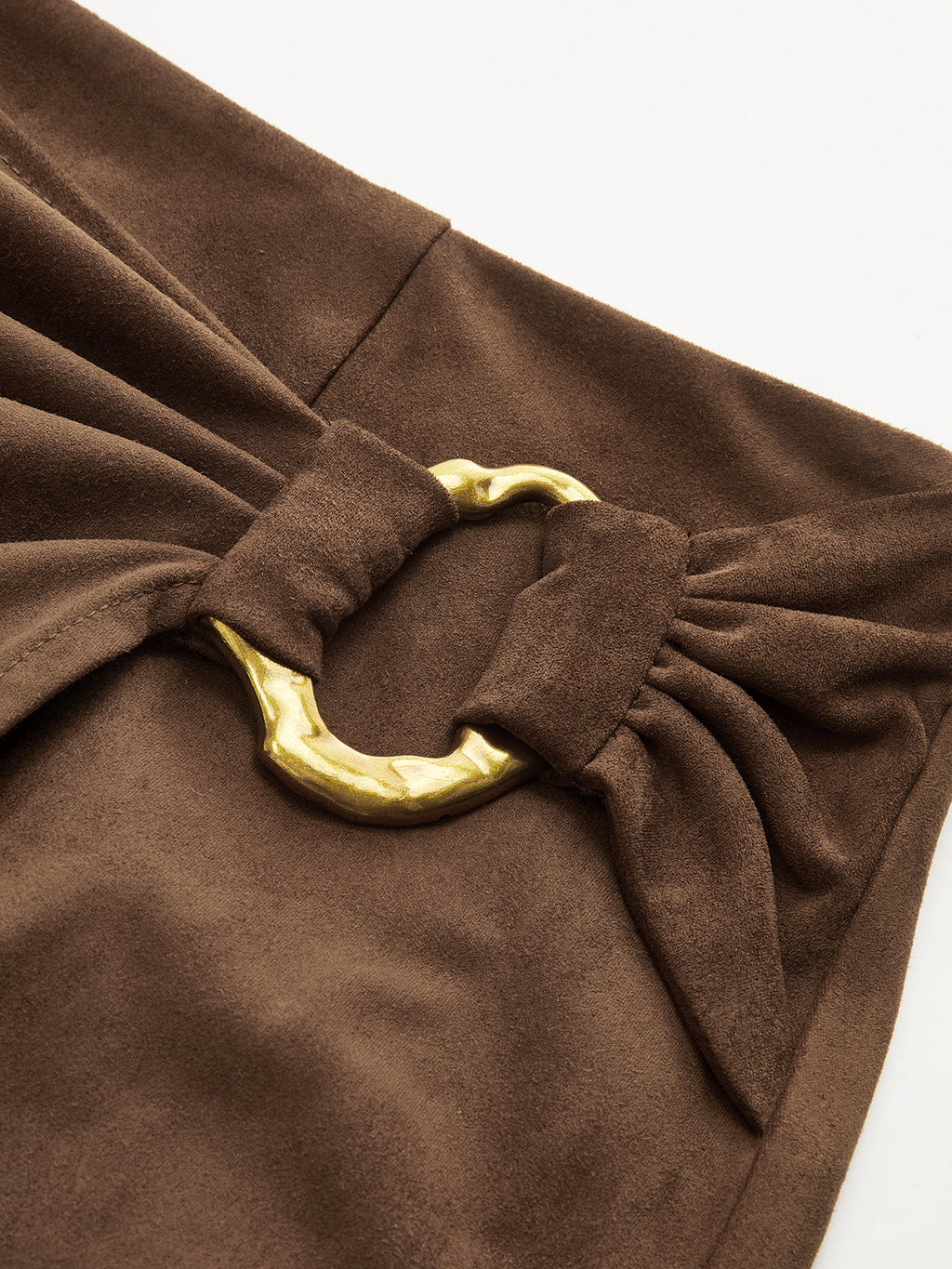 Buckle Detail Suede Effect Midi Skirt