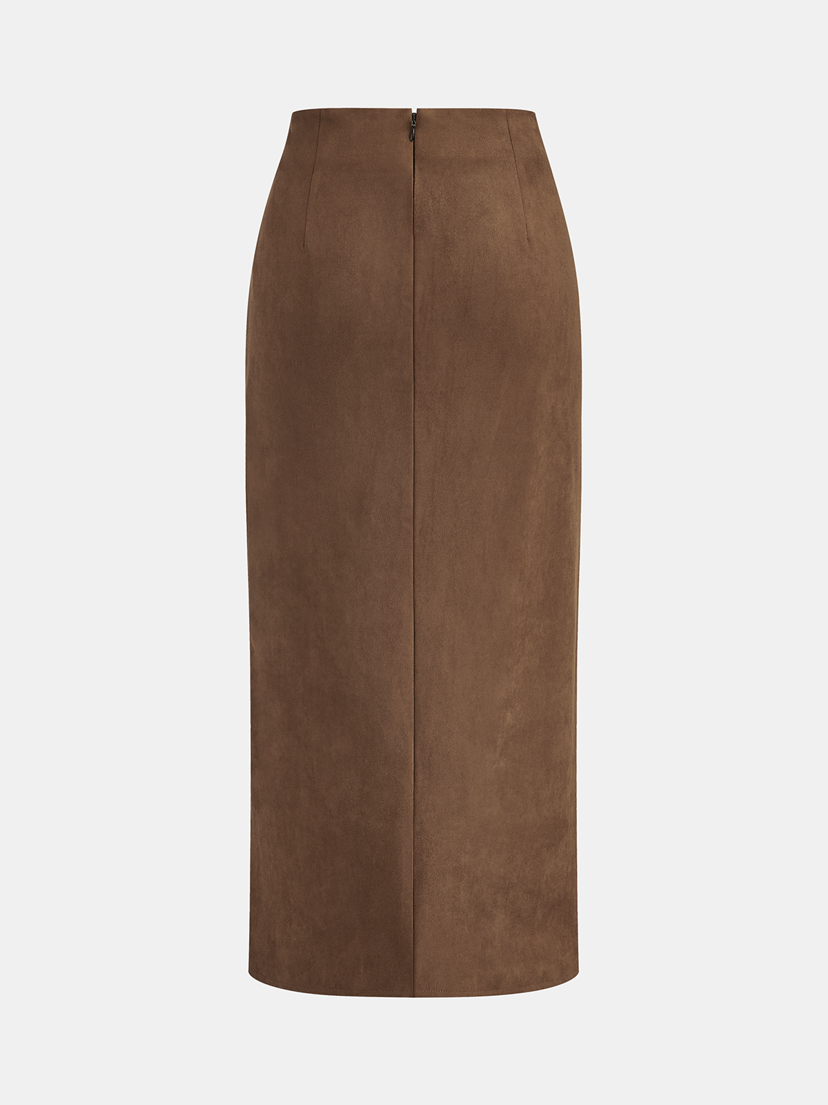 Buckle Detail Suede Effect Midi Skirt