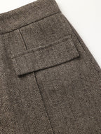 Herringbone Tweed Wide-Leg Pants