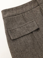 Herringbone Tweed Wide-Leg Pants