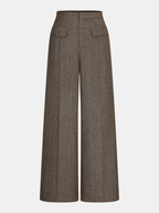 Herringbone Tweed Wide-Leg Pants