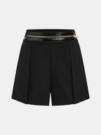 Zipper Waistband Pleated Shorts