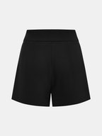 Zipper Waistband Pleated Shorts
