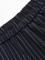 Pinstripe Wrap Top & Wide-Leg Pants Set