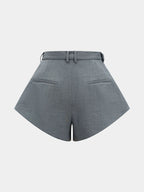 Belted Tailored Pleated Shorts