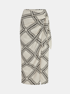 Abstract-Print Wrap Midi Skirt