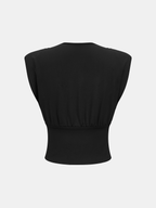 Double Breasted V-Neck Sleeveless Top