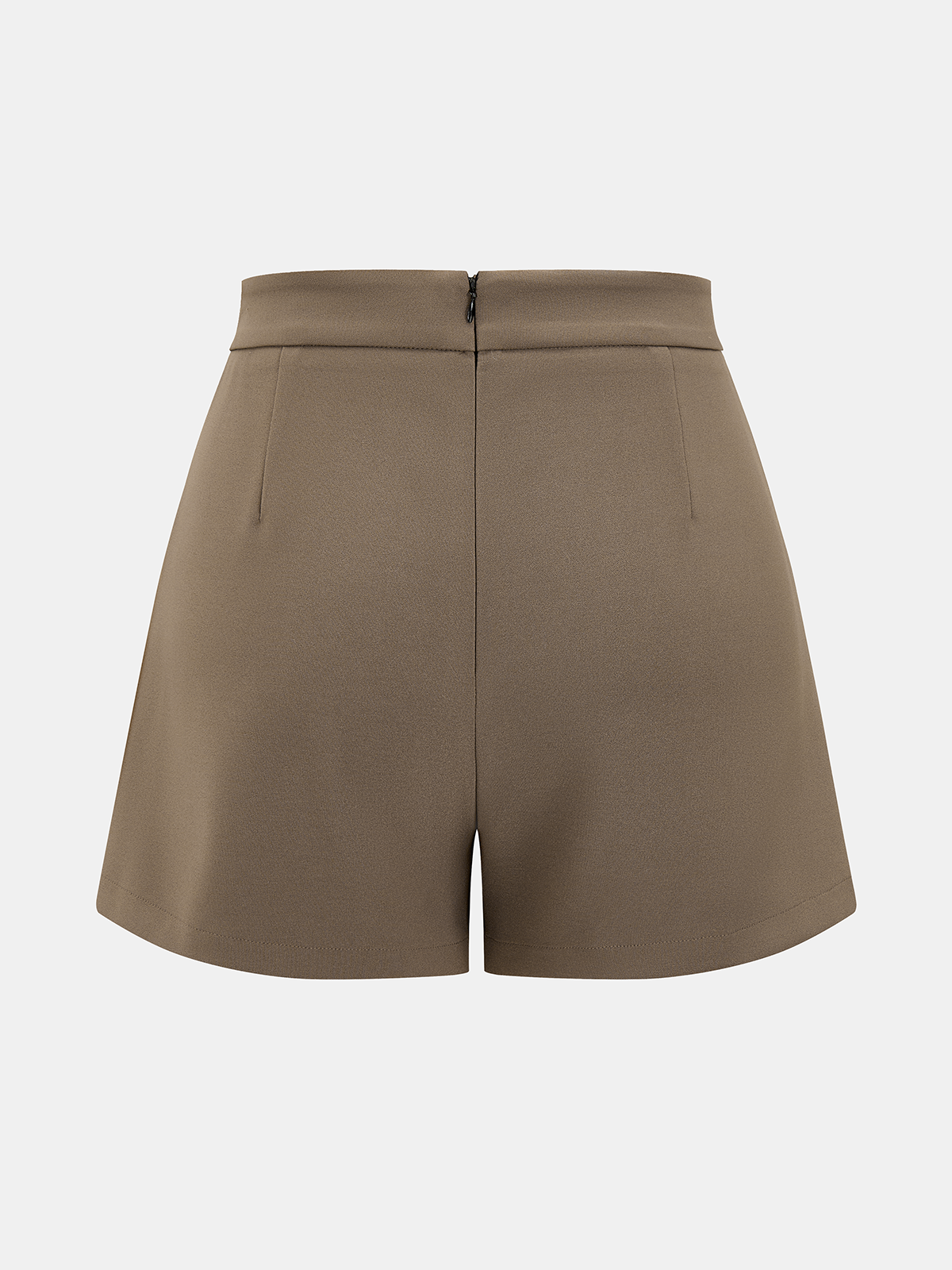 Metal Button Mid-Waist Pleated Shorts