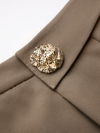Metal Button Mid-Waist Pleated Shorts