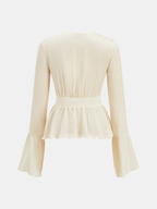 Semi-Sheer Textured Peplum Blouse
