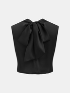 Satin Cowl-Neck Sleeveless Top