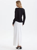 Metal Detail Ruched Waist Satin Blouse