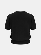 Decorative Button Bow Short-Sleeve Sweater