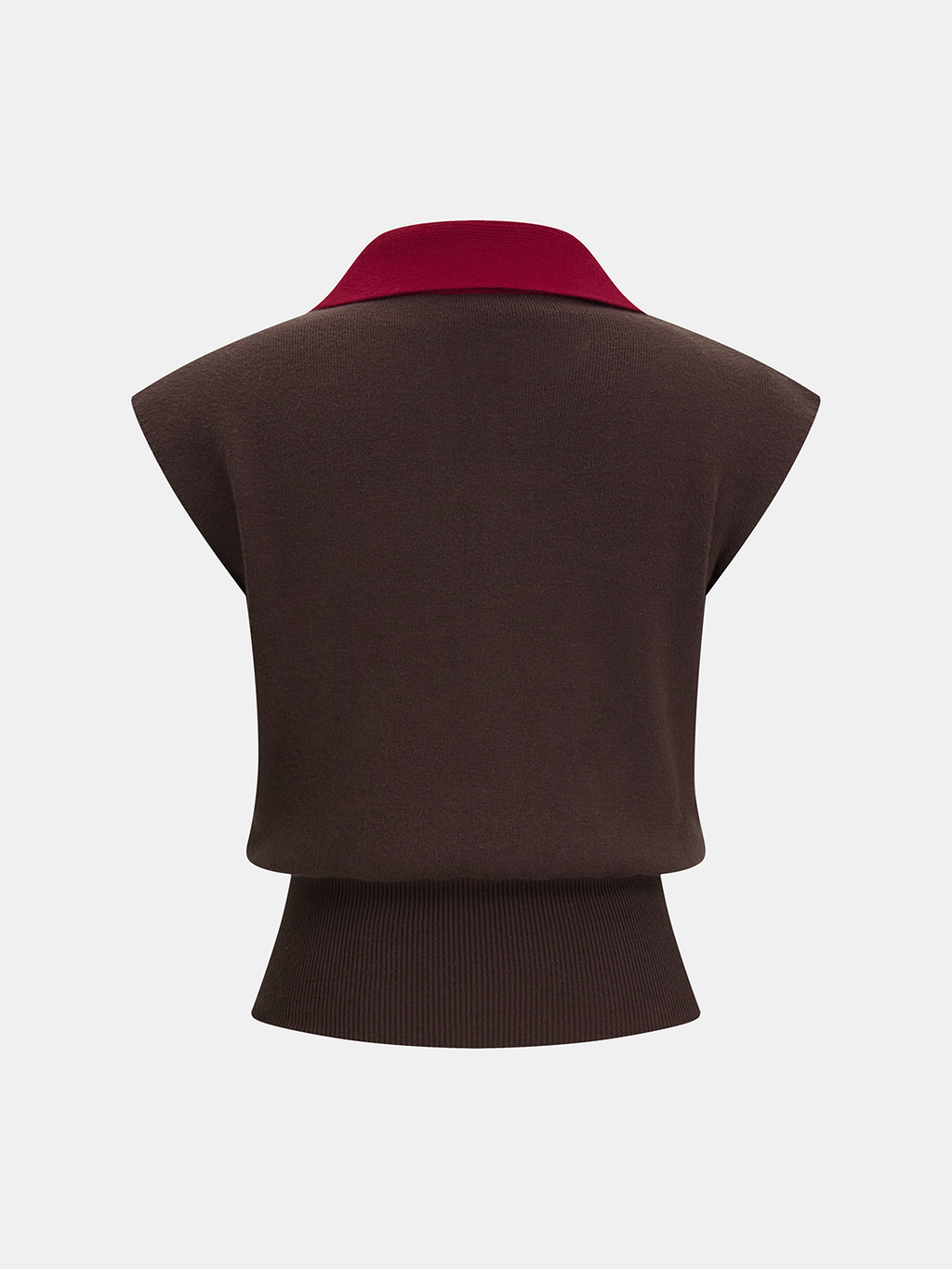 Contrast Collar Horsebit Knit Sleeveless Top
