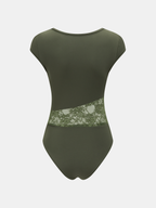 Lace Panel Cap Sleeve Bodysuit