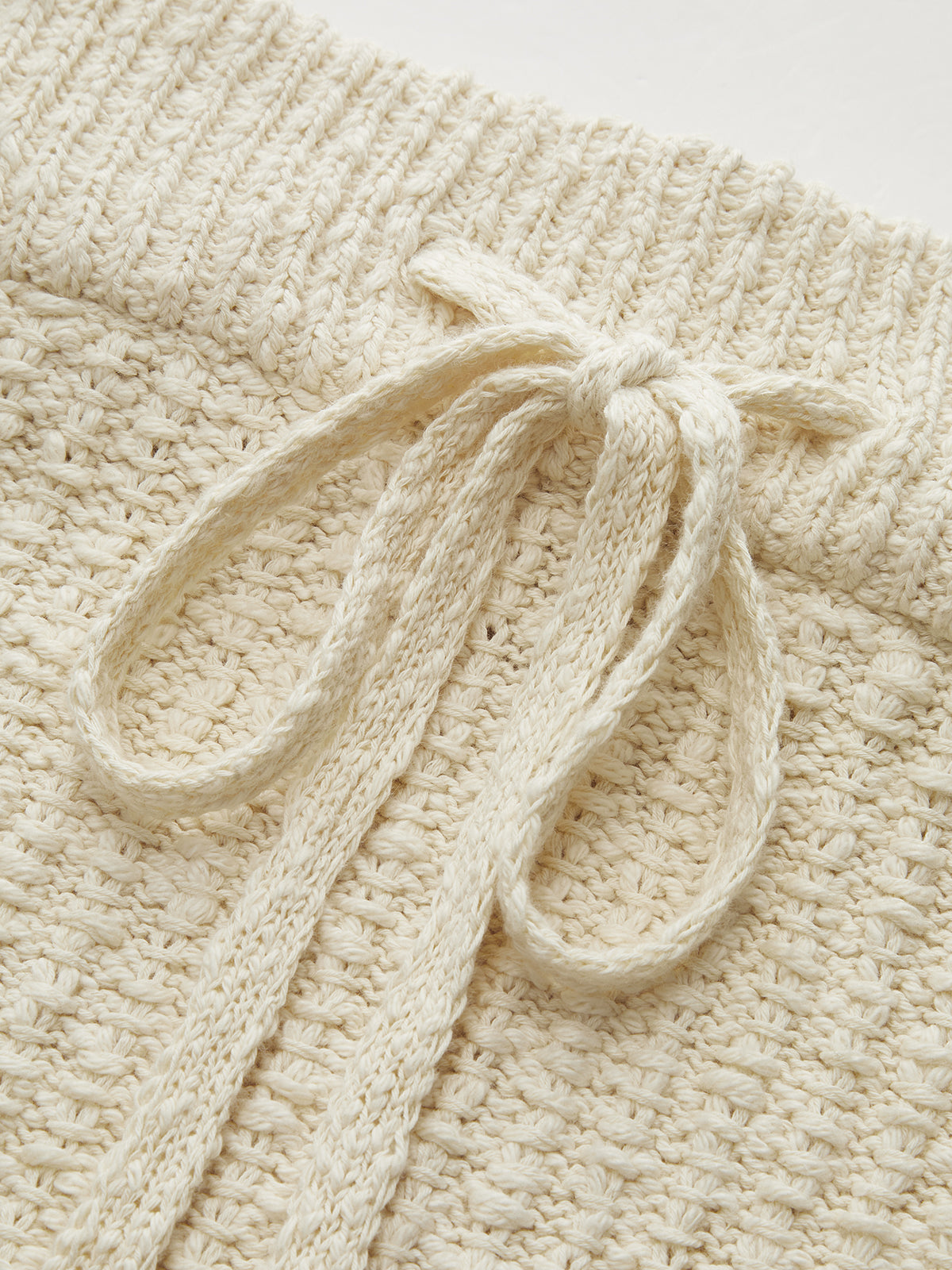 Textured Knit Top & Drawstring Mini Skirt Set