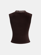 Lace V-Neck Velvet Sleeveless Top
