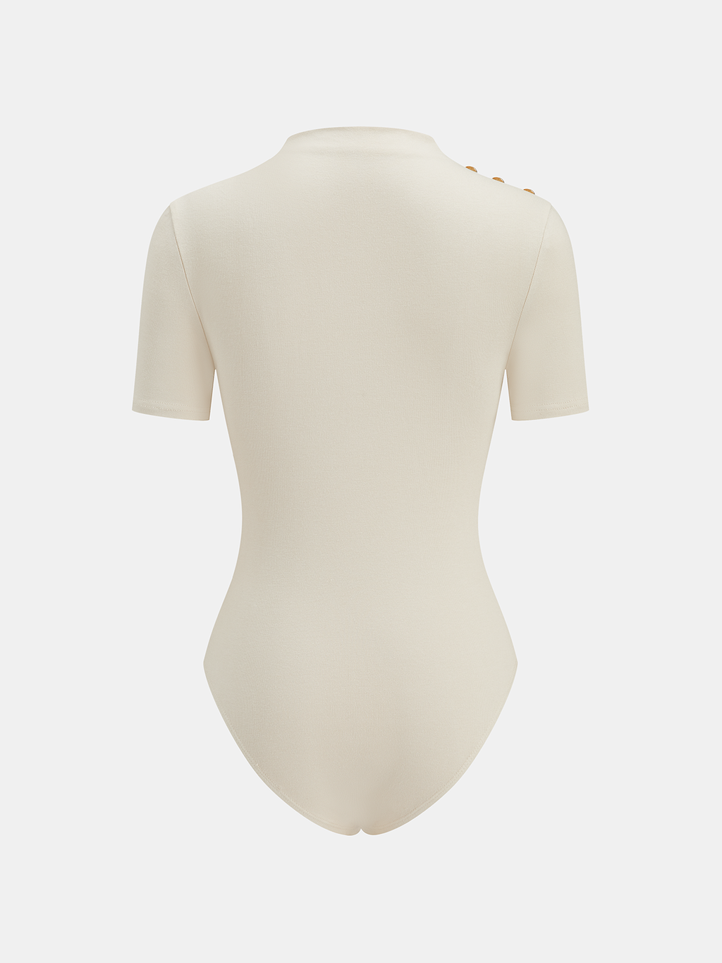 Metal Detail Mock Neck Ruched Bodysuit