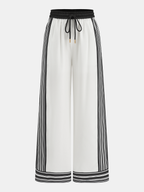 Striped Trim Drawstring Wide-Leg Pants