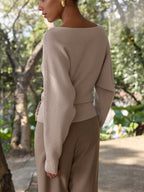 Metal Detail Ribbed Knit Sweater