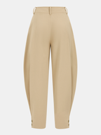 Cotton Pleated Mid-Waist Balloon Pants