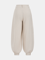Linen-Blend Pleated Balloon Pants