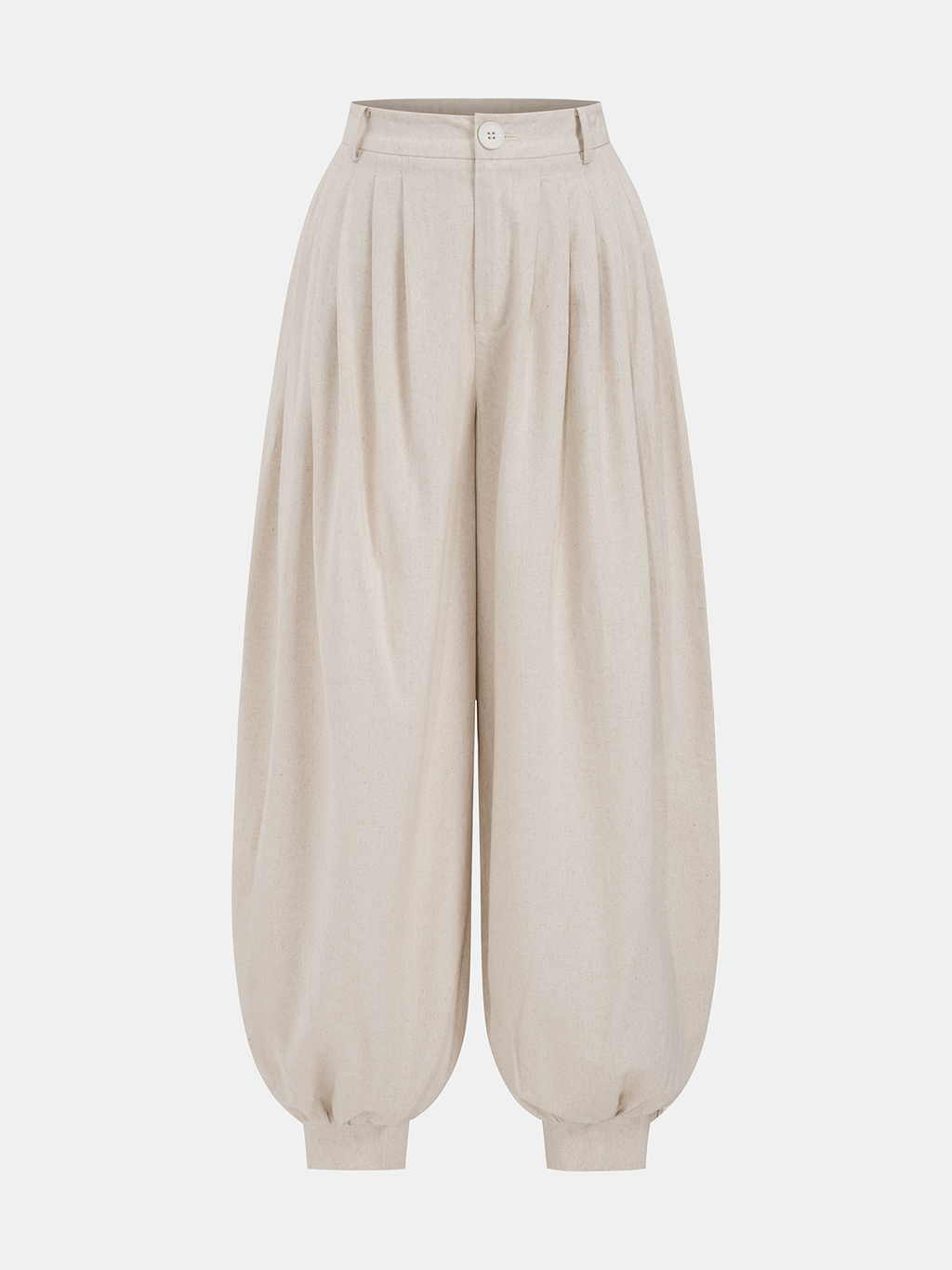 Linen-Blend Pleated Balloon Pants