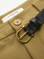 Belted Pleated Mid-Waist Wide-Leg Pants