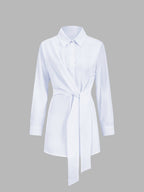 Semi-Sheer Button Down Tied Long Shirt