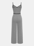 Contrast Trim Houndstooth Cami Jumpsuit