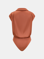 Collared Cap Sleeve Wrap Bodysuit