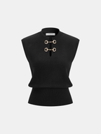 Horsebit Detail Sleeveless Knit Top