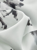 Horse Print Satin Knot-Front Long Sleeve Shirt