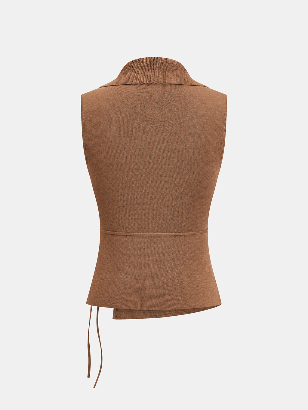 Collared Wrap Tie Sleeveless Knit Top