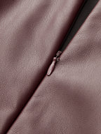 Asymmetric Neckline Ruched Faux Leather Top