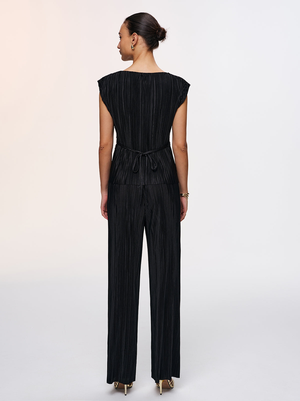 Texture Tie-Back Top & Wide-Leg Pants Set
