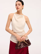 Braided Back Detail Satin Halter Top