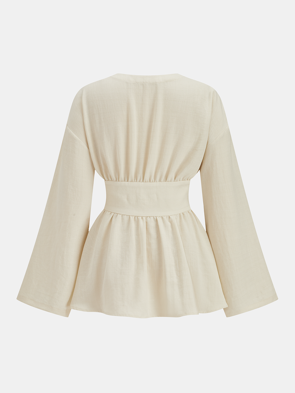 Cotton Blend Double-Buckle Peplum Blouse
