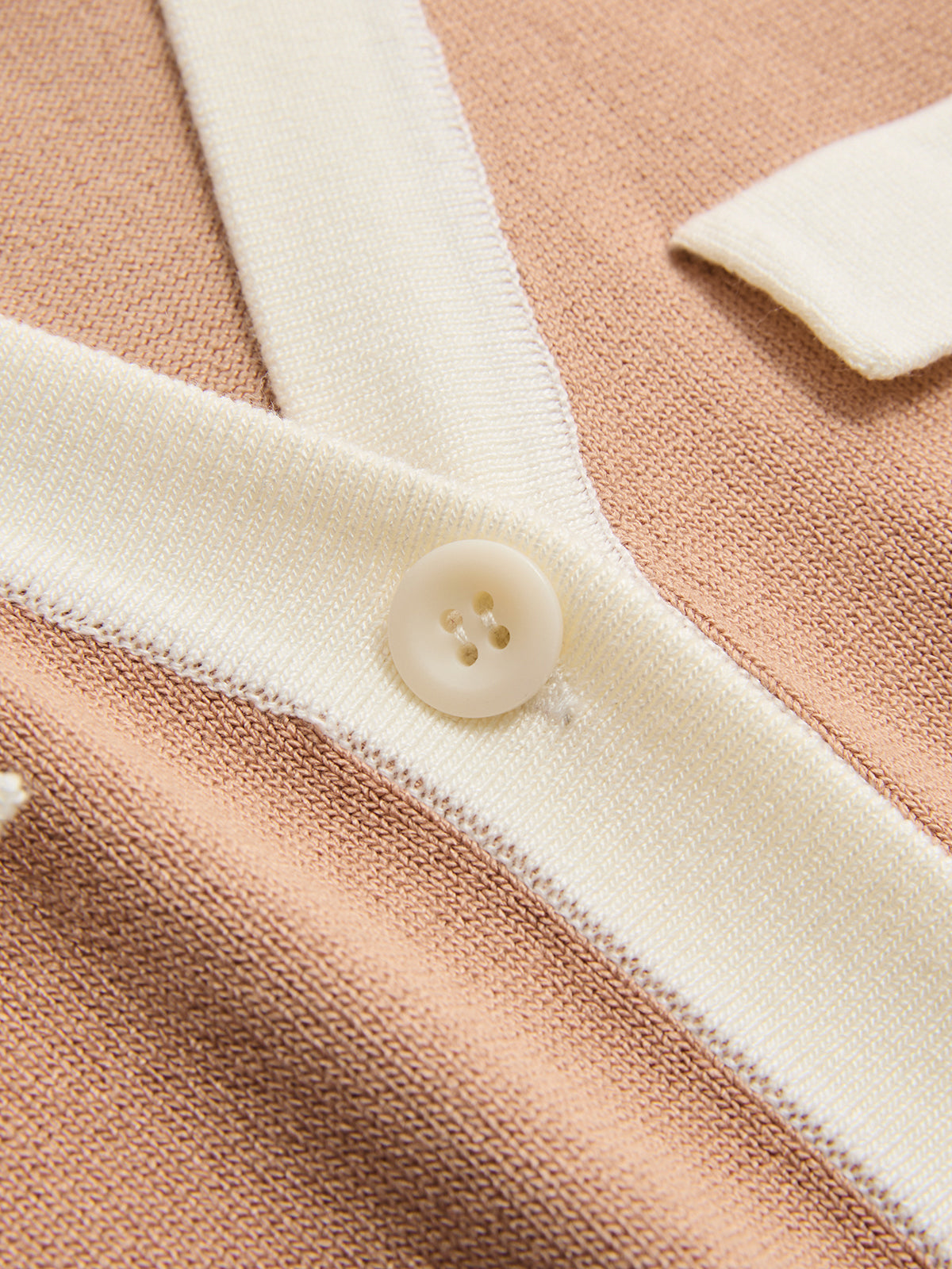 Collared Contrast Trim Button-Front Knit Top
