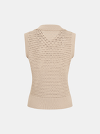 Sleeveless Polo Open Knit Top