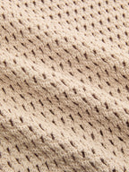 Sleeveless Polo Open Knit Top