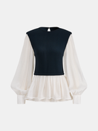 Color-Blocked Peplum Blouse