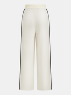 Contrast Piping Knit Vest & Wide-Leg Pants Set