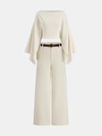 Dramatic Sleeve Linen-Blend Cropped Top