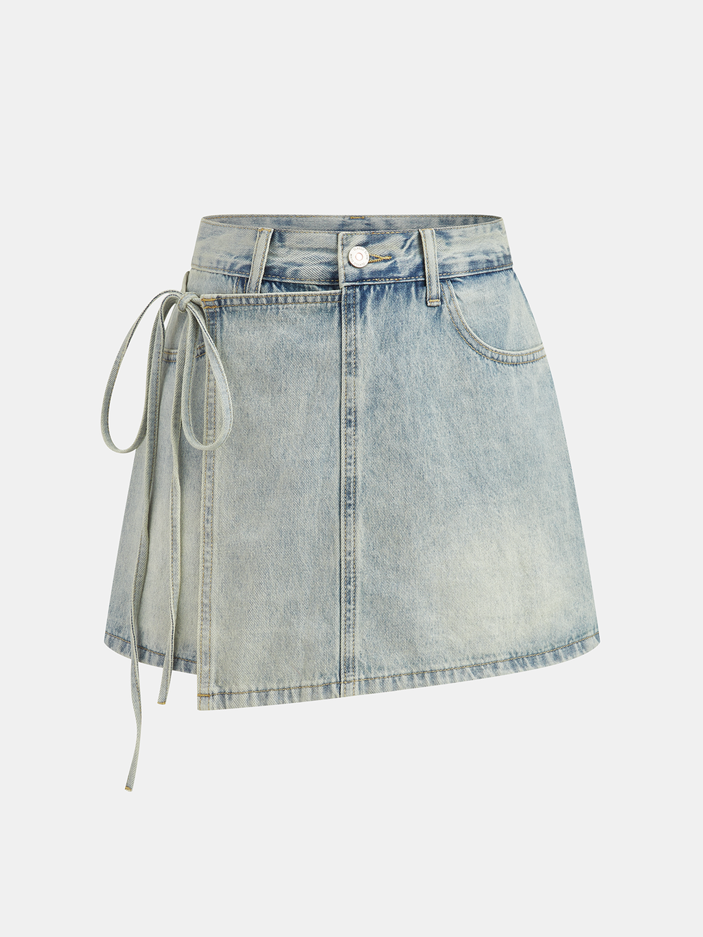 Denim Wrap Front Skort