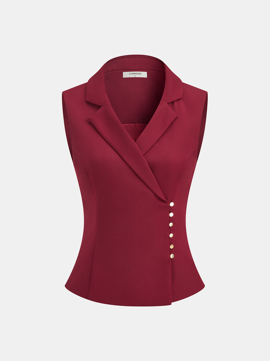 Metal Button Asymmetric Sleeveless Blazer Vest