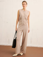 Knit Vest & Wide-Leg Pants Set