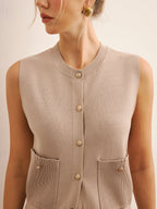 Knit Vest & Wide-Leg Pants Set