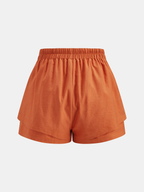 Linen Blend Shirt & Layered Hem Shorts Set