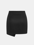 Contrast Scalloped Trim Wrap Mini Skirt